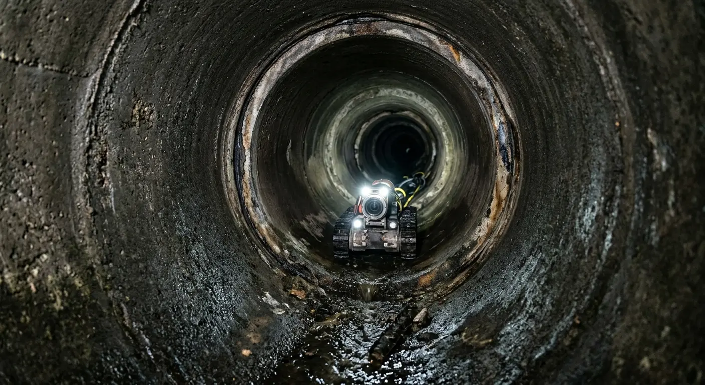 Robotic sewer camera inspecting pipe interior for Drain Snake Service in Saddlebrooke